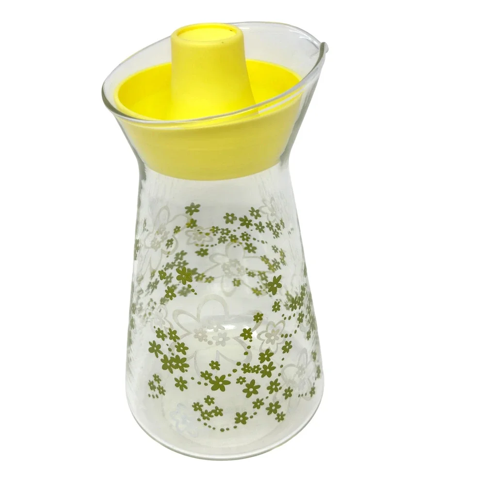 Pyrex Crazy Daisy Spring Blossom Juice Carafe Pitcher w Lid Green & White *Read